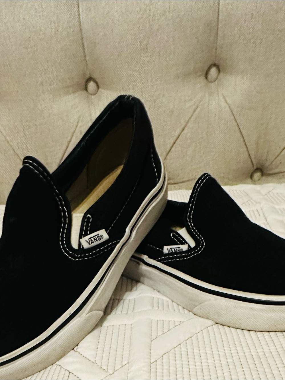 Vans Black & White Classic Slip-On Pair